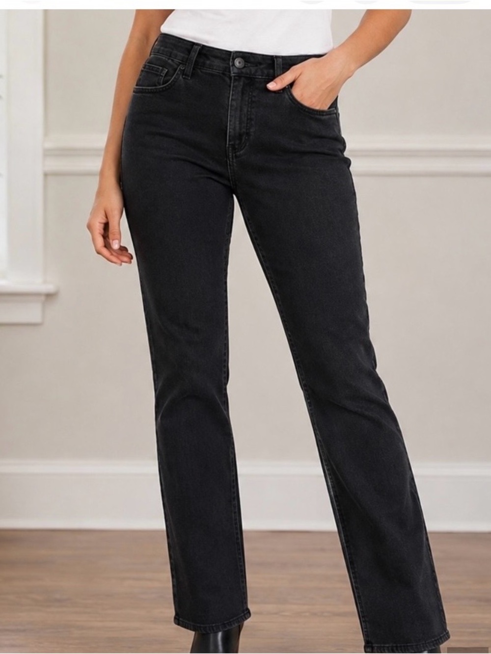 Jones New York Charcoal Straight-Leg Jeans Size 6